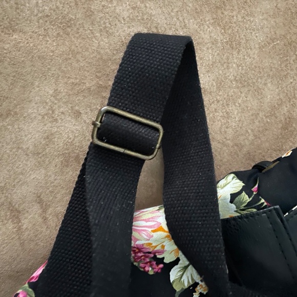 Madden Girl Black Floral Backpack with Polka Dot Interior - Picture 14 of 16